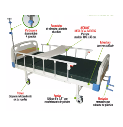 Cama Hospitalaria Mecanica Lujo Colchon